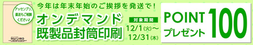 オンデマンド既製品封筒印刷ポイント100